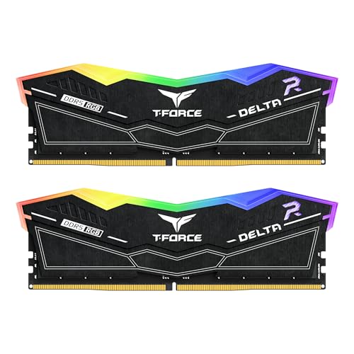 TEAMGROUP T-Force FF3D564G6400HC30CDC01 Delta RGB DDR5 6400 MHz PC5-51200 CL30 M-DIE Module de mémoire RAM pour chipset série 600 700 XMP 3.0 Ready Black