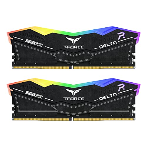 TEAMGROUP T-Force FF3D548G8000HC38EDC01 Delta RGB DDR5 48 Go (2 x 24 Go) 8000 MHz PC5-64000 CL38 M-DIE Module de mémoire RAM pour chipset série 600 700 XMP 3.0 Ready Noir