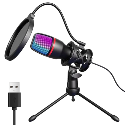 Hoppac Microphone USB à Condensateur, Micro PC Gaming avec Trépied
