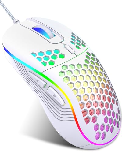 JYCSTE Souris de Jeu Filaire, rétroéclairage RGB et 7200 DPI réglables, Souris d'ordinateur USB Ergonomique et légère pour Les Joueurs de PC et d'ordinateurs Portables sous Windows