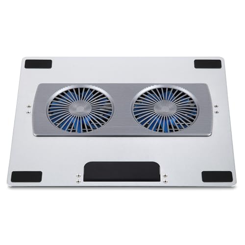 Kalttoy Airflows - Support de refroidissement pliable pour ordinateur portable - Double ventilateur silencieux - 6 niveaux de hauteur - Panneau en métal pour ordinateurs de 10 à 16