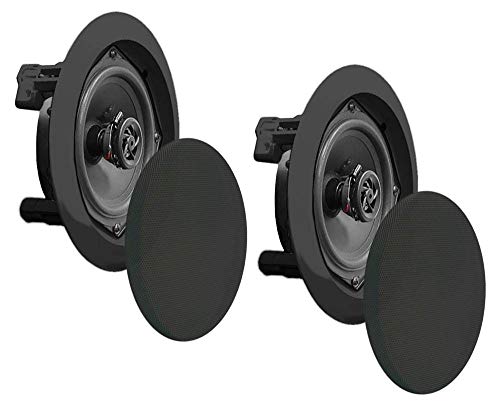 Pyle Enceintes à Montage Plafond ou Mur - Paire d'Enceintes Midbass-Woofer 5,25” 2 Voies avec Tweeter en Polymère de 1'', Conception Encastrée, Plage de Fréquence 80Hz - 20kHz