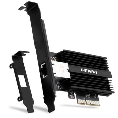 Fenvi Carte réseau PCIe 10 Go avec Port RJ45 Unique NIC LAN Card Marvell AQC113C 10G Base-T Ethernet PCI-E contrôleur Adaptateur réseau pour Windows 10 11 Linux et Windows Server 2012 et Plus récent