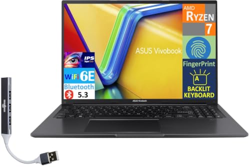 ASUS Vivobook Ordinateur portable professionnel 16 de large UXGA niveau IPS (AMD Ryzen 7 5800HS 8-Core 3,20 GHz, 24 Go RAM, SSD PCIe 4TB, AMD Radeon, WiFi 6, Bluetooth 5.2, webcam, Win 11 Home) avec