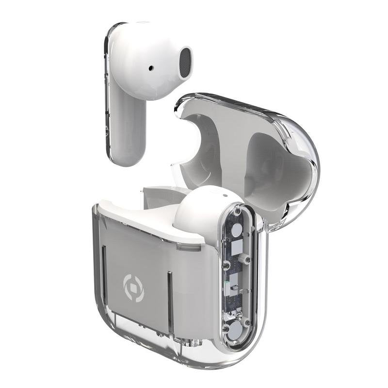 Celly Auriculaires Celly SHEER intra-auriculaires sans fil TWS Bluetooth appels musique Transparent White