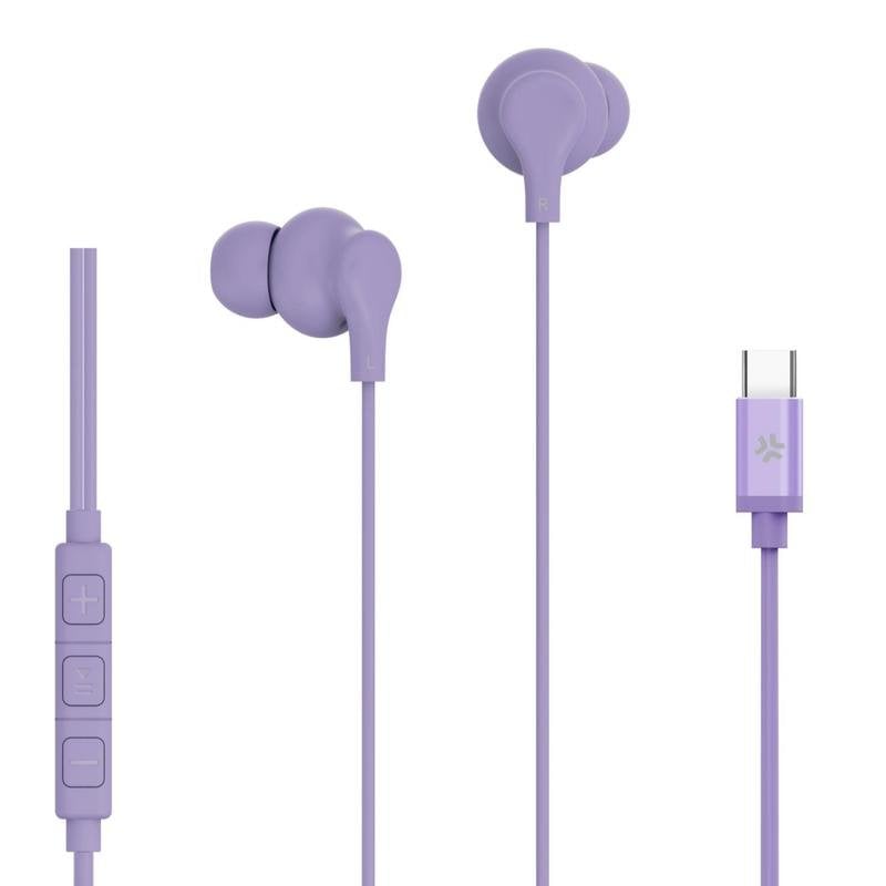 Celly Auriculares Celly UP1600TYPECVL filaires USB-C avec micro, contrôle volume Purple