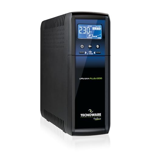 Tecnoware Power Systems UPS 1000VA pour Console Gaming, MAC et PC avec PFC actif, EXA PLUS, 8 prises IEC, logiciel, protection contre coupures et surtensions pour gaming et graphisme pro