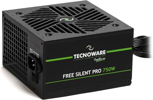 Tecnoware Alimentation Free Silent Pro 750 pour PC évolués avec Carte Graphique NVIDIA GeForce GTX - RTX, Ventilateur Silencieux, connecteurs PCI-E, CPU 4 4, SATA, Molex