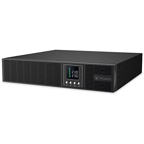 Atlantis A03-OP3002P-RC Pro Onduleur (UPS) Online Double Conversion et Pure sinusoïde avec Une Puissance de 3000VA 2700W, Serveur Rack, écran LCD, USB, RS-232, 8 Sorties IEC, Slot SNMP, 6x12V-9Ah