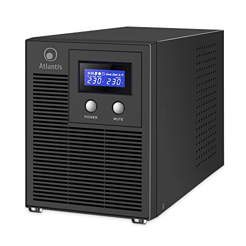 Atlantis A03-HP3003P Alimentation sans interruption à onde sinusoïdale pure 2000VA 1400W Line Interactive, écran LCD, port USB-HID, 6 sorties IEC, 2 batteries 12V-9Ah, port série RS232, slot pour SNMP