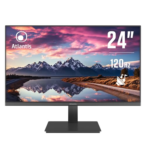 Atlantis Moniteur 24 Pouces, écran 24 VA 120Hz, Full HD 1920x1080, VGA HDMI, multimédia, FreeSync, Sortie Audio Casque, inclin, réponse 5ms, Contraste 4000 1, Angle 178 178, câble HDMI 1,5 m
