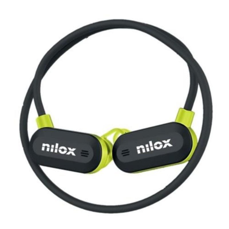 nilox Auriculares deportivos inalámbricos Bluetooth con micrófono, control remoto y carga rápida negros