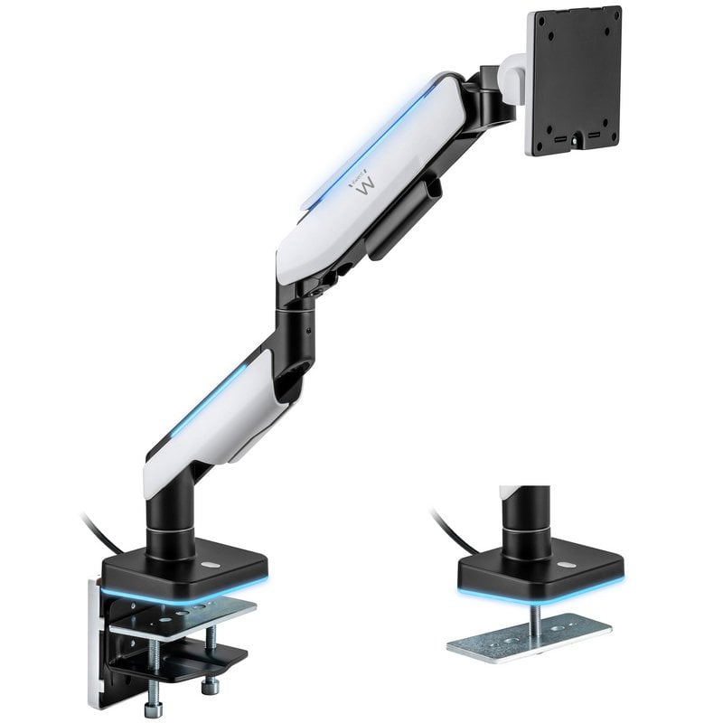 ewent Support pour écran Ewent EW1509 jusqu'à 49 pouces avec éclairage RVB VESA 100 x 100 max. 20 kg Black Grey clair