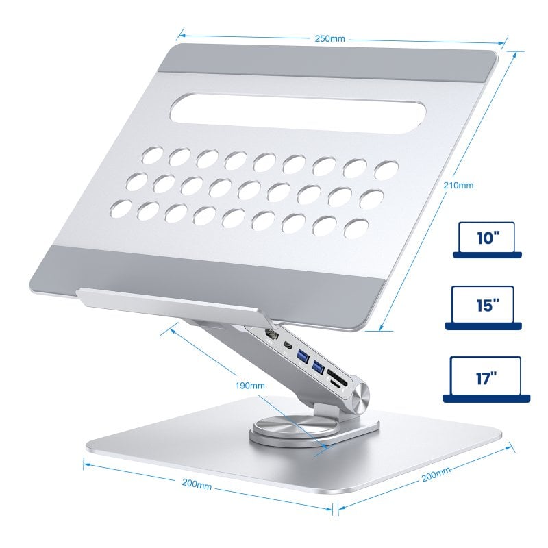 ewent Support pour ordinateur portable en aluminium Ewent Ew1269 avec rotation à 360 degrés