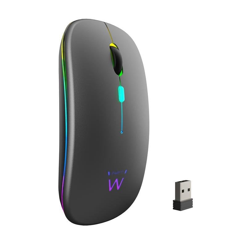 ewent Ratón Ewent EW3242 Bluetooth 5.2 1600 DPI Black Grey RGB Silencieux
