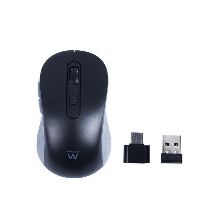 ewent Ratón Ewent EW3204 Sans Fil 1600 DPI Black Grey Adaptateur Type C