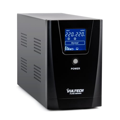 Vultech 1000 VA Pure Alimentation sans Interruption Line Interactive avec Onde sinusoïdale Pure et écran LCD