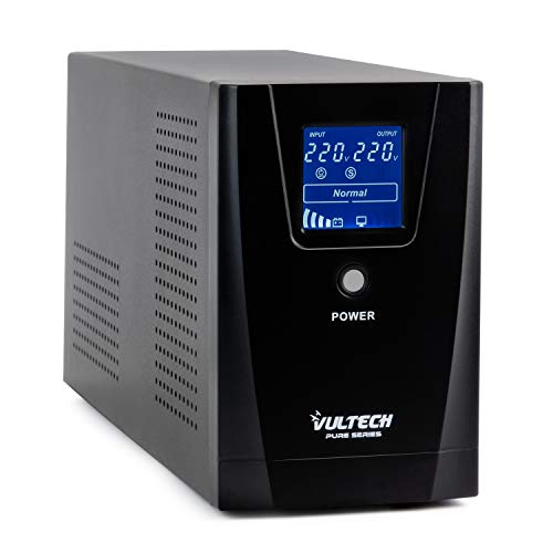 Vultech Pure Line Interactive - Alimentation sans Interruption UPS 1500 VA avec Onde sinusoïdale Pure et écran LCD