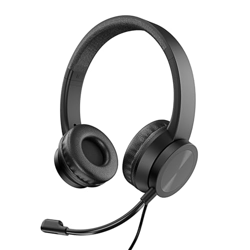 Vultech HS-03 Casque Audio avec Microphone Réglable pour PC, Contrôleur de Volume et Muet pour Bureau, Ordinateur, Portable, Équipe, Skype