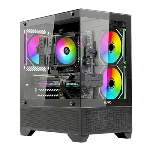 Nuwo Flow FK100 Boîtier PC Gaming Micro-ATX Mini Tour | 3 Ventilateurs ARGB 120 mm | Panneau Avant et latéral en Verre panoramique | Noir