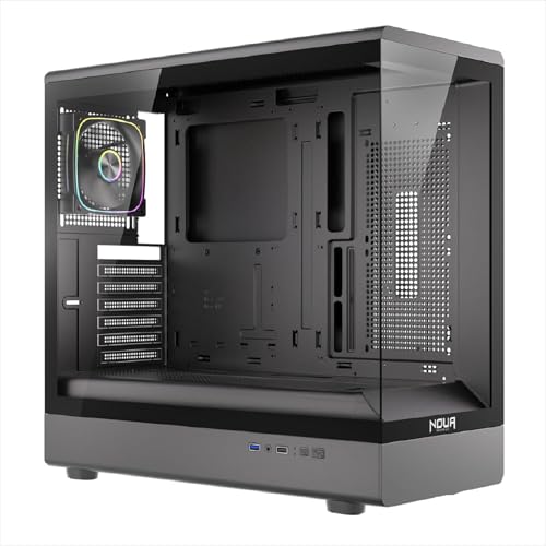 Noua Diamond CK100 | Boîtier PC Gaming ATX Mid Tower | Ventilateur PWM LED ARGB | USB 3.0 | Support de Refroidissement Liquide 360 mm | Double Verre trempé continu - Noir
