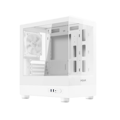 Noua Fobia LH200, Boîtier PC Gaming Micro-ATX, Ventilateur Blanc 120 mm, boîtier Micro Tour pour Ordinateur Double Verre trempé panoramique, Blanc