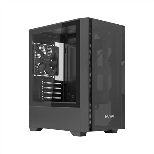 Nuwo Gigan BK200 Boîtier PC Gaming Micro-ATX Mini-ITX | Mini Tour Avant Mesh Airflow | Verre trempé latéral panoramique | Ventilateur 120 mm préinstallé