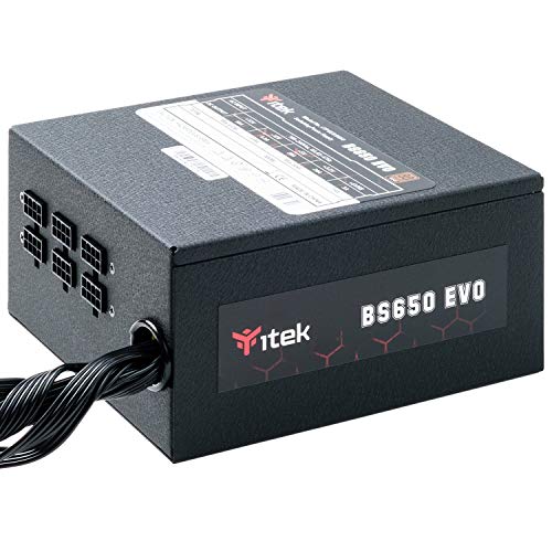 iTek Balimentation PC BS650 Evo – 650 W, Ventilateur HDB Hydraulic Dynamic Bearing de 12 mm, Protection PFC Active, Certification d'efficacité 80 Plus Bronze, Semi-modulaire sans Plug