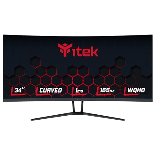 iTek Moniteur GGC - 34 incurvé R1500, résolution WQHD 3440 x 1440 UltraWide, VA, 165 Hz, 21 9, 1 ms, 2xHDMI, 2xDP, HDR400, Adapter la synchronisation