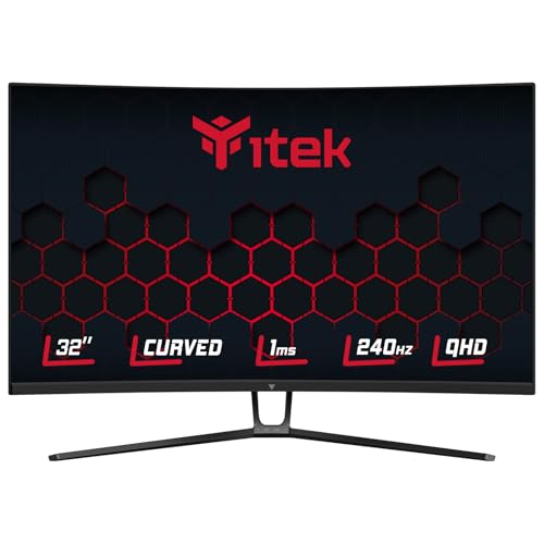 Itek Moniteur GGC - 32 Incurvé, 2560x1440 QHD, Panneau VA 240Hz, Réponse 1ms, Connexions 2xHDMI et 2xDP, HDR 400, Adapt Sync