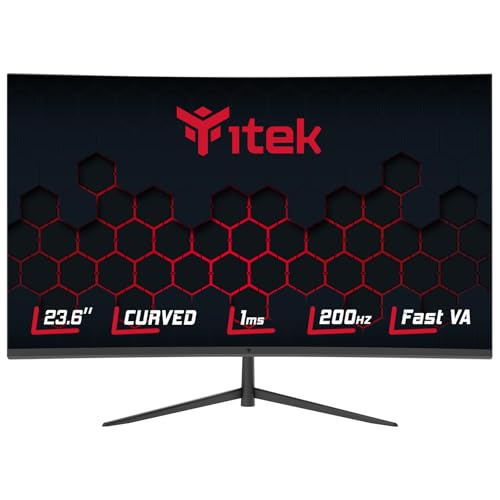 Itek Moniteur GGC - 23,6 Incurvé, 1920 x 1080 FHD, Panneau VA, 200 Hz, Réponse 1 ms, Connexions HDMI et DP, Adapt Sync
