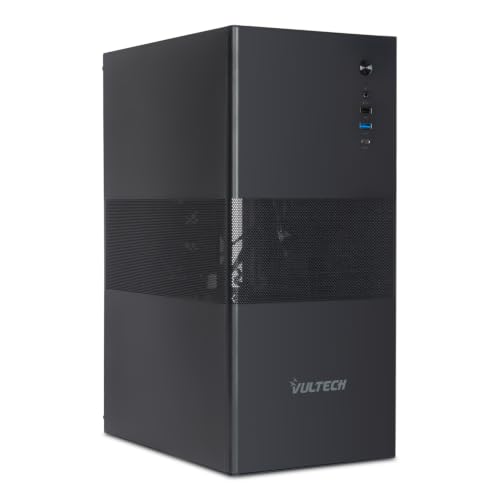 VulTech VCO-A1759-N Boîtier PC ATX Mid Tower en Acier SPCC, Type-C, USB 3.0, Ventilateur 120 mm Inclus sans Alimentation, Noir