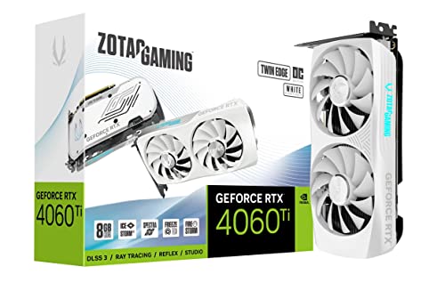 ZOTAC Gaming GeForce RTX 4060 Ti 8 Go Twin Edge OC White Edition DLSS 3 8 Go GDDR6 128 Bits 18 Gbps PCIE 4.0 Carte Graphique compacte, IceStorm 2.0 Refroidissement avancé, éclairage Spectra RVB,