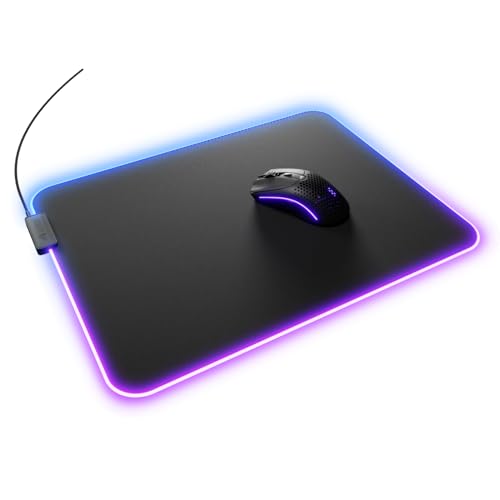 Glorious Gaming Tapis de Souris GMP 2 GLED XL – 2 zones RGB, bord InfiniGlow sans coutures, surface tissu premium, base caoutchouc antidérapante, optimisé gaming – 465 mm×355 mm×3 mm – Tapis de bureau