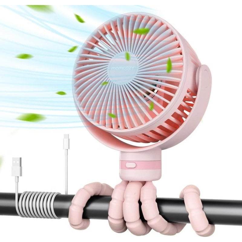 momcozy Mini Ventilateur Portable Momcozy PF001-PK10BA-A 27W 4 Vitesses 360° LED Rechargeable Rose