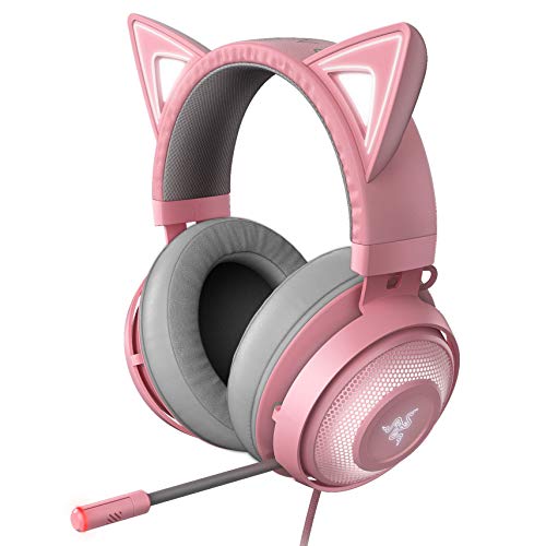 Razer RZ04-02980200-R3M1 Kraken Kitty Chroma Casque de Jeu USB Cadre en Aluminium léger - Microphone rétractable à réduction du Bruit