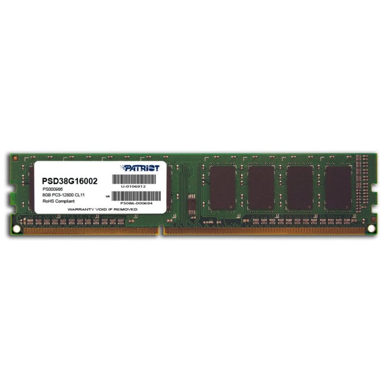 Patriot Mémoire RAM Patriot Signature Line PSD38G16002 8GB 1x8GB DDR3 1600MHz CL11 Unbuffered DIMM