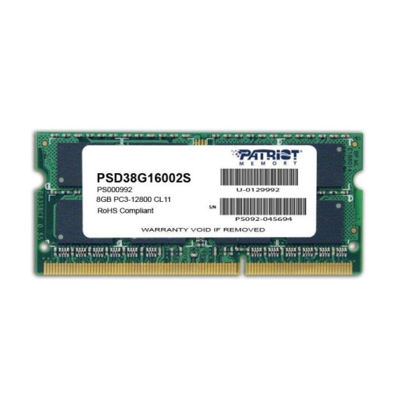 Patriot Mémoire RAM Patriot 8GB PC3-12800 1x8GB DDR3 1600MHz CL11 SO-DIMM Unbuffered