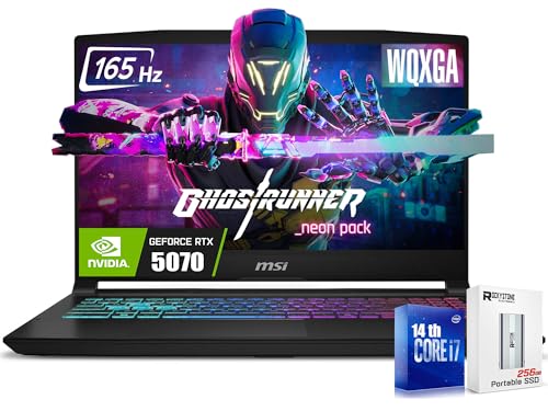 msi Katana HX Ordinateur portable de jeu, écran QHD IPS de 15,6 , 165 Hz, 16 cœurs i7-14650HX (jusqu'à 5,2 GHz, GeForce RTX 5070, compatible AI VR, Copilot PC, clavier rétroéclairé RVB, Win11, noir