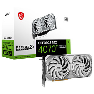 MSI Gaming RTX 4070 Ti Super 16G Ventus 2X White OC Carte graphique (NVIDIA RTX 4070 Ti Super, 256 bits, Boost Clock 2655 MHz, 16 Go GDRR6X 21 Gbit s, HDMI DP, Ada Lovelace Architecture)