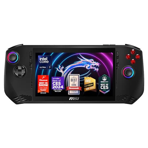 MSI Claw Ordinateur de jeu portable Intel Ultra 7-155H, écran 7 FHD 120 Hz, 16 Go LPDDR5, SSD NVMe 1 To, lecteur de carte MicroSD, Thunderbolt 4, Win 11 Home noir A1M-050US