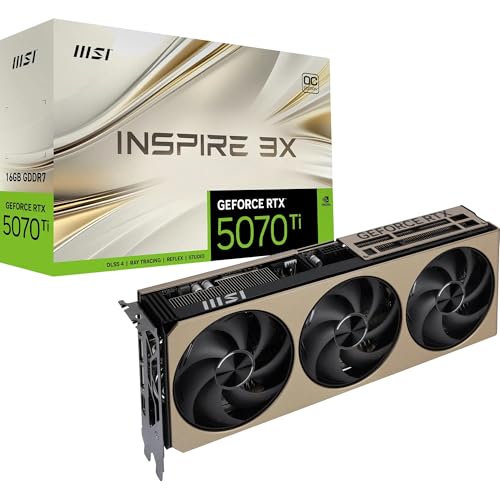 MSI Gaming RTX 5070 TI 16G Inspire 3X OC Carte Graphique (16 Go GDDR7, 256 Bits, Performances extrêmes 2497 MHz, DisplayPort x 3 2.1a, HDMI 2.1b, Architecture NVIDIA Blackwell)