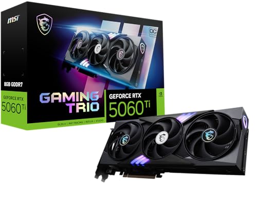 MSI Gaming RTX 5060 Ti 8G Gaming Trio OC Carte Graphique (8 Go GDDR7, TBA-bit, Performances extrêmes TBA MHz, DisplayPort x3 2.1a, HDMI 2.1b, Architecture NVIDIA Blackwell)