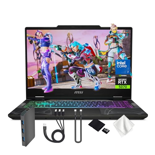msi Cyborg 15 Ordinateur portable de jeu 15,6 FHD 144 Hz, Intel Core 7-240H, NVIDIA GeForce RTX 5070 8G GDDR7, 16 Go DDR5, 2 To de stockage (SSD 1 To et station d'accueil 1 To), clavier RVB 4 zones