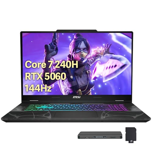 msi Cyborg Ordinateur portable de jeu 15,6 po 144 Hz FHD IPS, Intel Core 7-240H, 16 Go de RAM, 1,5 To de stockage (SSD 512 Go station d'accueil 1 To), GeForce RTX 5060, clavier rétroéclairé, webcam