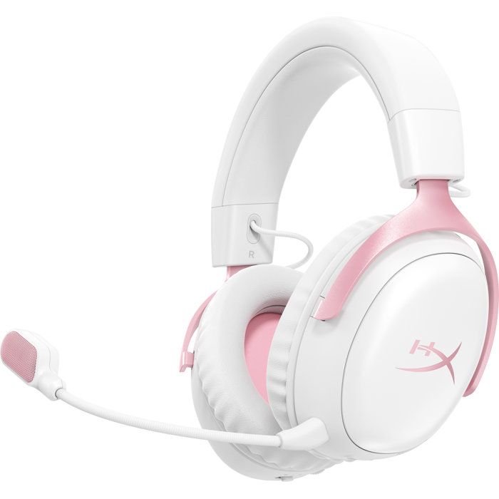 Casque Gamer Sans Fil HyperX Cloud III S Wireless White Pink pour PC Mac PS5 mobiles Switch avec adaptateur USB-C et cable USB