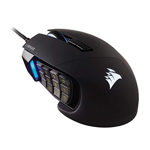 Corsair Scimitar RGB Elite, MOBA MMO Souris de Jeu, Noir, LED RVB rétroéclairée, 18000 DPI, Optique
