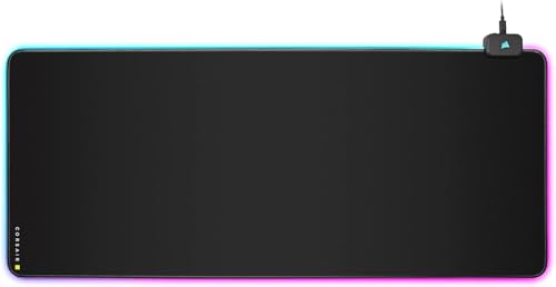 Corsair MM700C RGB Extended Tapis de Gaming (RGB dynamique sur trois zones, Conception base en caoutchouc, Hub doté de deux ports USB, Douze profils d’éclairage RGB intégrés) Noir