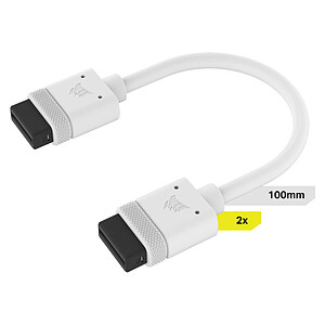 Corsair CA�ble Corsair iCUE LINK 2x 100 mm avec connecteurs droits White