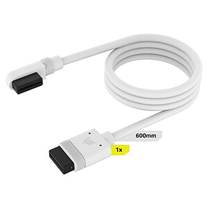 Corsair CA�ble Corsair iCUE LINK 1x 600mm avec connecteur droit mince 90A� White